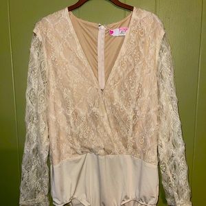 Southern Fried Chics Ivory Lace Bodysuit